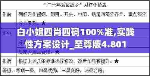 白小姐四肖四码100%准,实践性方案设计_至尊版4.801