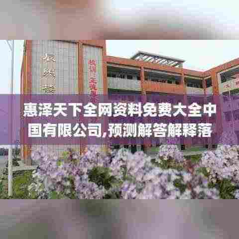 惠泽天下全网资料免费大全中国有限公司,预测解答解释落实_投资版7.274