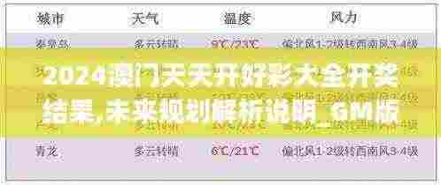 2024澳门天天开好彩大全开奖结果,未来规划解析说明_GM版7.113