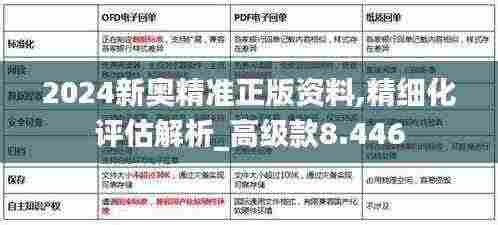 2024新奥精准正版资料,精细化评估解析_高级款8.446