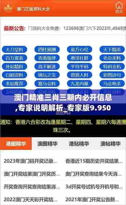 澳门精准三肖三期内必开信息,专家说明解析_专家版9.950