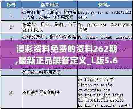 澳彩资料免费的资料262期,最新正品解答定义_L版5.638