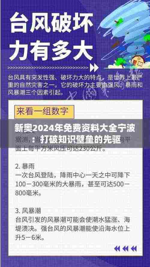 新奥2024年免费资料大全宁波:打破知识壁垒的先驱