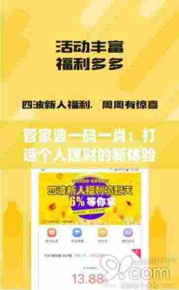 管家婆一码一肖:打造个人理财的新体验