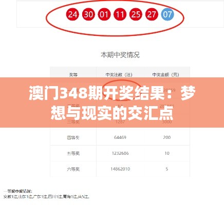 澳门348期开奖结果：梦想与现实的交汇点