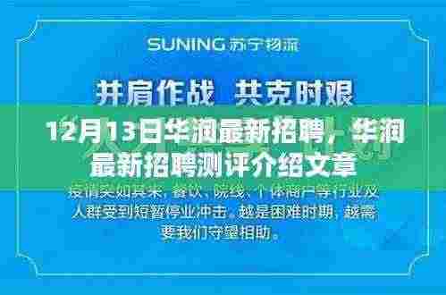 华润最新招聘测评介绍，12月13日岗位速递