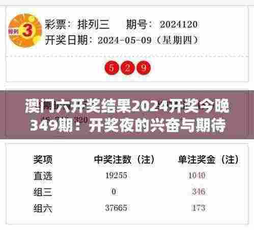 澳门六开奖结果2024开奖今晚349期:开奖夜的兴奋与期待