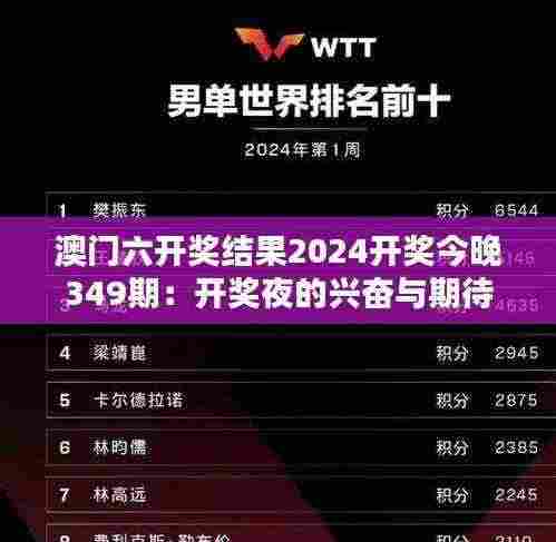 澳门六开奖结果2024开奖今晚349期:开奖夜的兴奋与期待