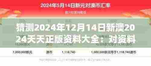 猜测2024年12月14日新澳2024天天正版资料大全:对资料时效性的深刻洞察