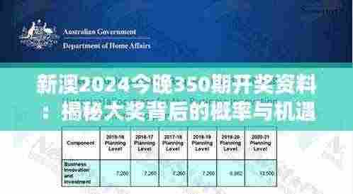 新澳2024今晚350期开奖资料:揭秘大奖背后的概率与机遇