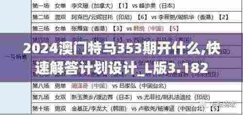 2024澳门特马353期开什么,快速解答计划设计_L版3.182