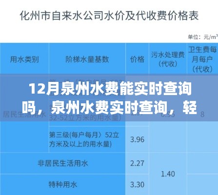 泉州水费实时查询指南,初学者与进阶用户必看,12月用水费用轻松掌握