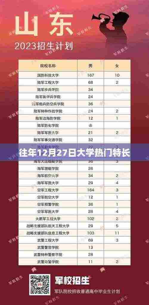 往年12月27日大学热门特长盘点