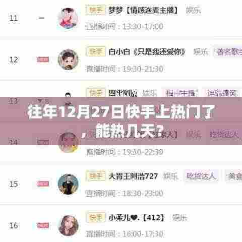 快手热门持续天数揭秘，12月27日热门能热多久？