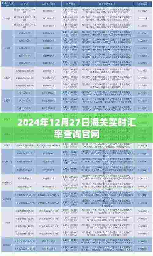 2024年12月27日海关实时汇率查询官方网站最新数据