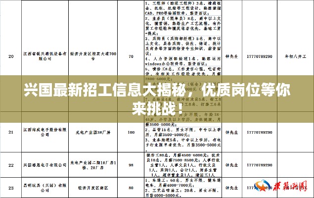兴国最新招工信息大揭秘,优质岗位等你来挑战!
