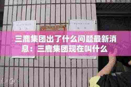 三鹿集团出了什么问题最新消息:三鹿集团现在叫什么