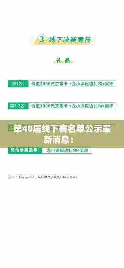 第40届线下赛名单公示最新消息: