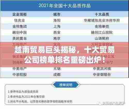 越南贸易巨头揭秘，十大贸易公司榜单排名重磅出炉！