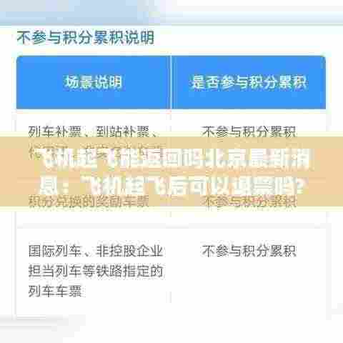 飞机起飞能返回吗北京最新消息：飞机起飞后可以退票吗? 