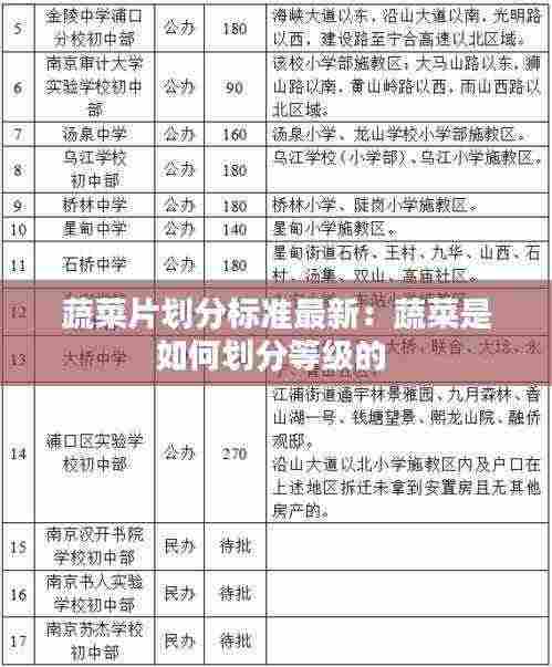 蔬菜片划分标准最新:蔬菜是如何划分等级的