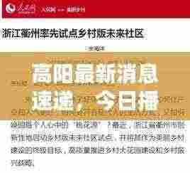 高阳最新消息速递,今日播报更新内容摘要