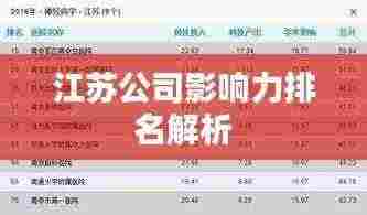 江苏公司影响力排名解析