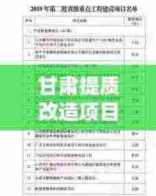 甘肃提质改造项目名单最新：甘肃最大的提灌工程 
