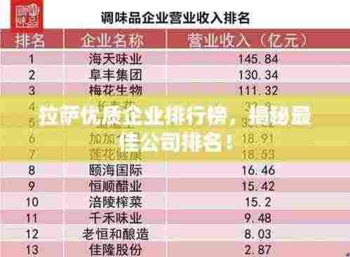 拉萨优质企业排行榜,揭秘最佳公司排名!