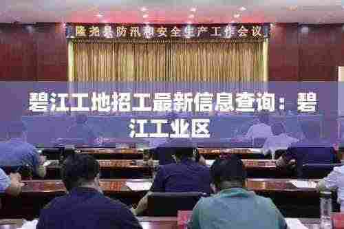 碧江工地招工最新信息查询:碧江工业区