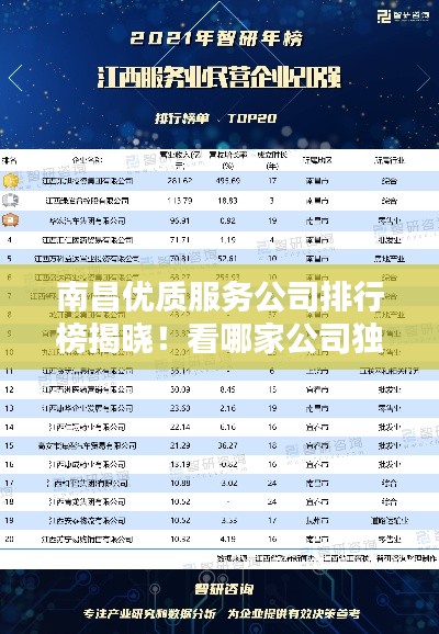 南昌优质服务公司排行榜揭晓!看哪家公司独占鳌头
