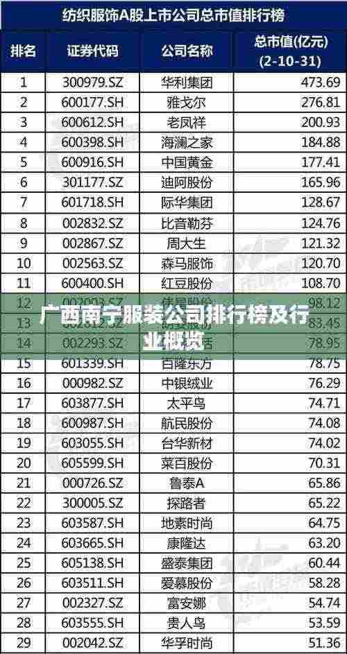 广西南宁服装公司排行榜及行业概览