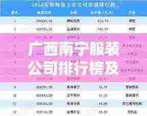 广西南宁服装公司排行榜及行业概览