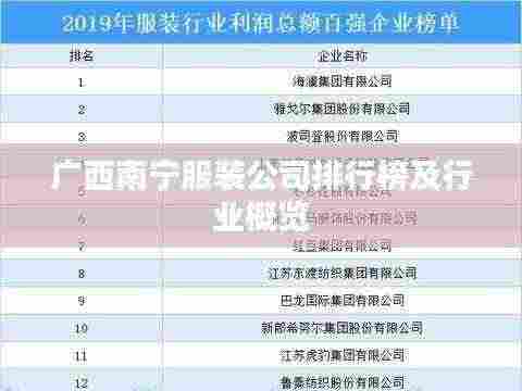 广西南宁服装公司排行榜及行业概览