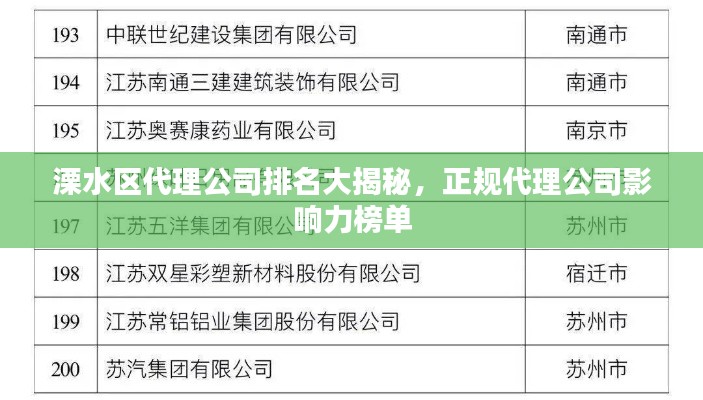 溧水区代理公司排名大揭秘,正规代理公司影响力榜单