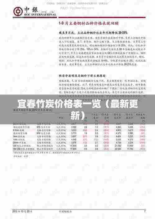 宜春竹炭价格表一览(最新更新)