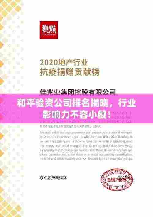 和平验资公司排名揭晓,行业影响力不容小觑!