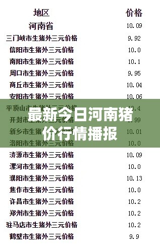 最新今日河南猪价行情播报