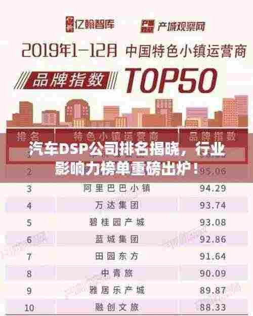 汽车DSP公司排名揭晓,行业影响力榜单重磅出炉!
