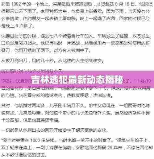 吉林逃犯最新动态揭秘