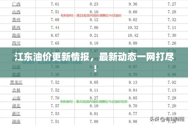 江东油价更新情报,最新动态一网打尽!