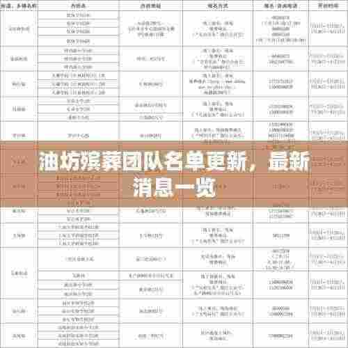 油坊殡葬团队名单更新,最新消息一览