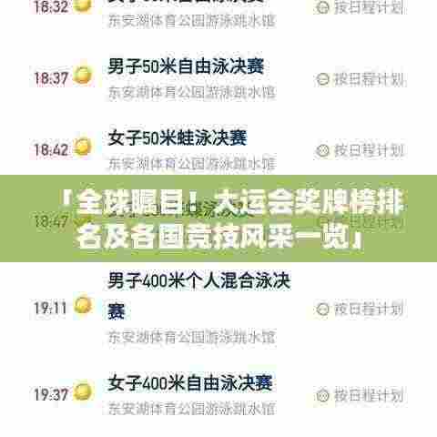 「全球瞩目!大运会奖牌榜排名及各国竞技风采一览」