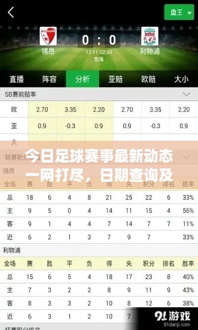 今日足球赛事最新动态一网打尽，日期查询及精彩瞬间回顾