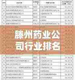 滕州药业公司行业排名及重要地位揭秘