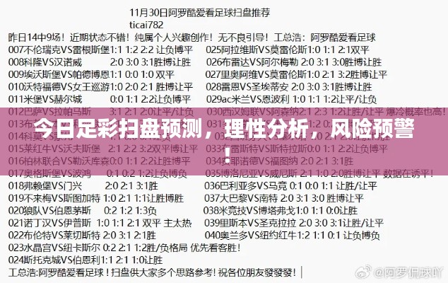 今日足彩扫盘预测,理性分析,风险预警!
