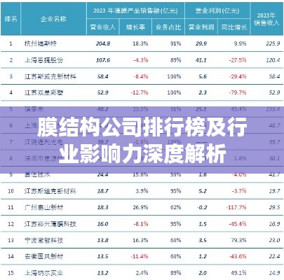 膜结构公司排行榜及行业影响力深度解析