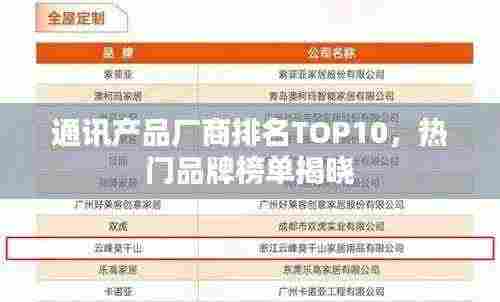 通讯产品厂商排名TOP10,热门品牌榜单揭晓