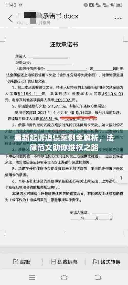 最新起诉追债案例全解析,法律范文助你维权之路