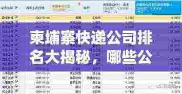 柬埔寨快递公司排名大揭秘,哪些公司名列前茅?